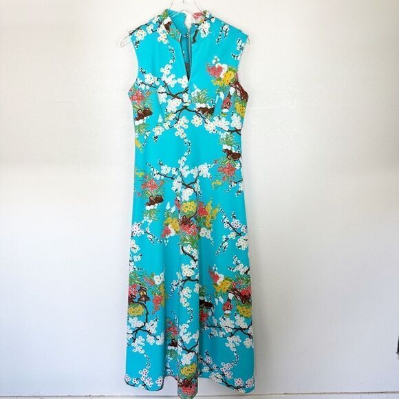 Dresses & Skirts - 1960s Mod Vintage Oriental Asian Abstract Midi Dress Size 12